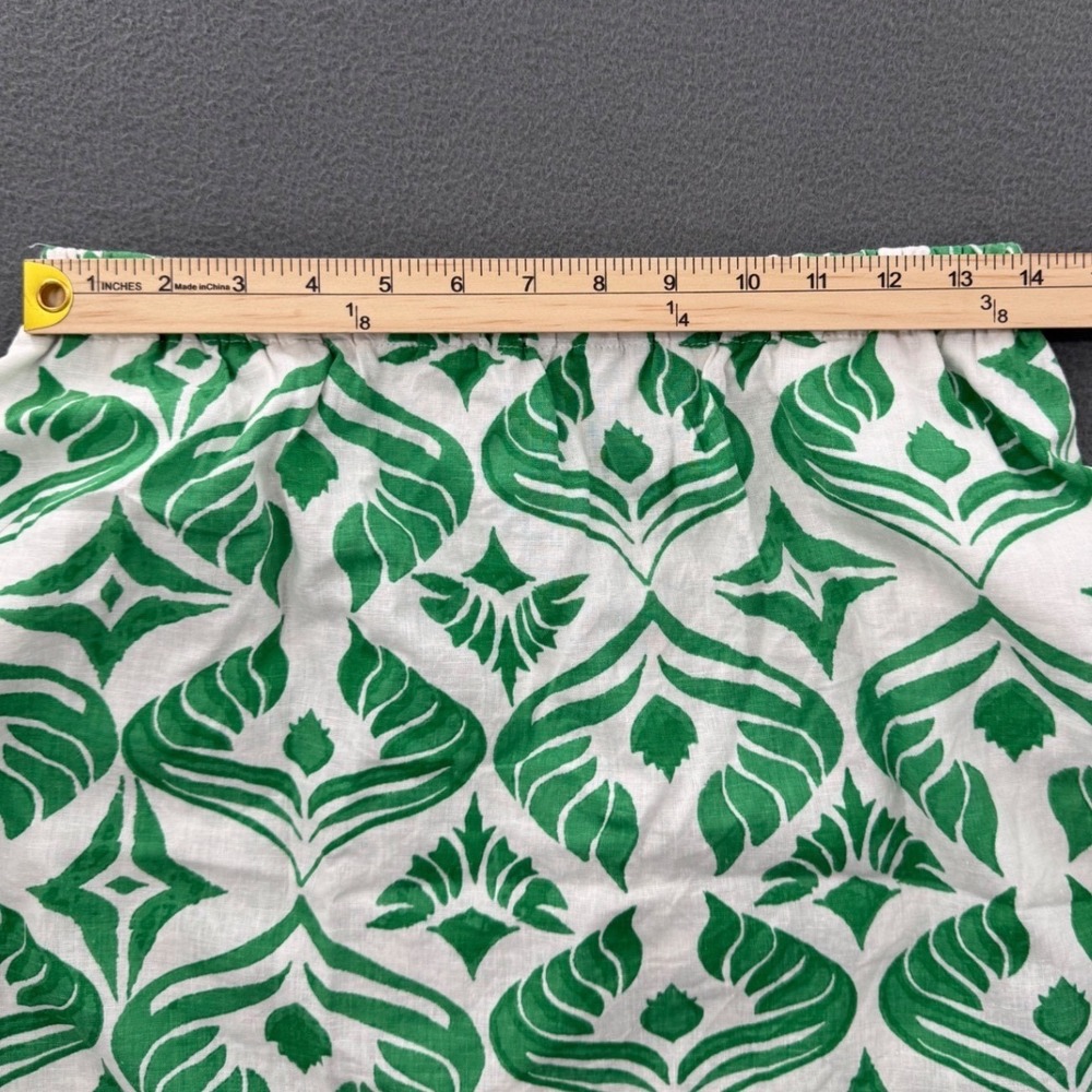 Christian Siriano Skirt Women M Green White Linen Midi Breathable Mediterranean - Picture 8 of 8